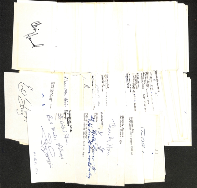 Lot of (200+) Signed Various Sports Index/Photo Cards w. Zellio Toppazzini, William Thayer Tutt,  + (JSA Auction Letter)