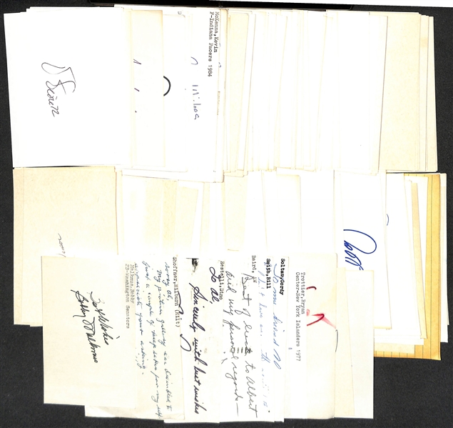 Lot of (170+) Signed Various Sports Index/Photo Cards w. Milburn Shoffner, Bobby Malkmus, Dino Restelli, + (JSA Auction Letter)