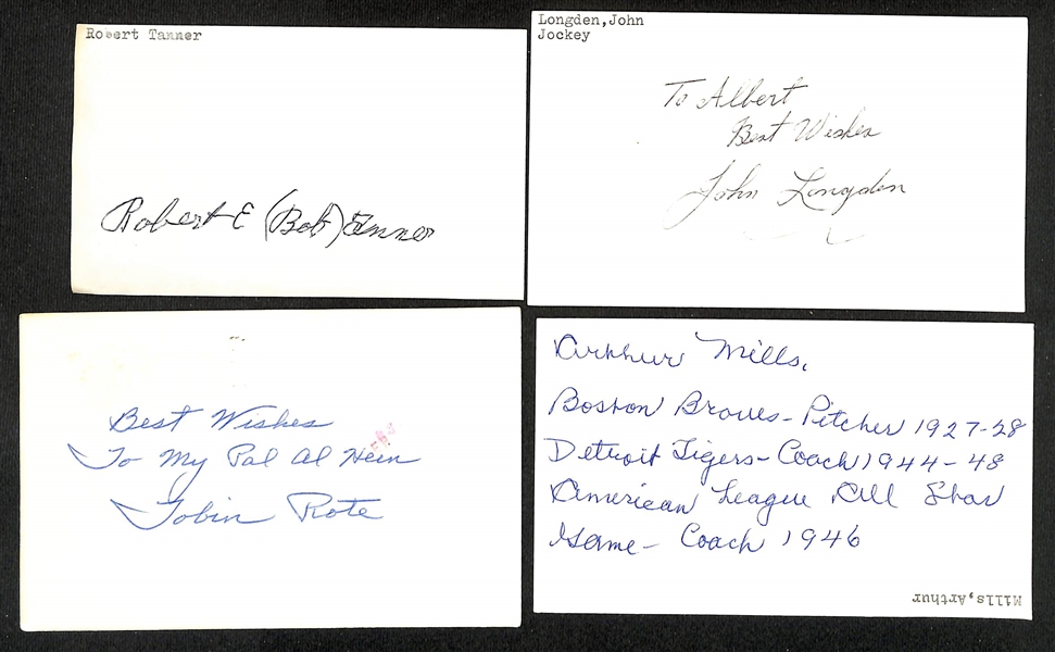 Lot of (175+) Signed Various Sports Index/Photo Cards w. Glen Russell, Judy Johnson, Vince DiMaggio, + (JSA Auction Letter)