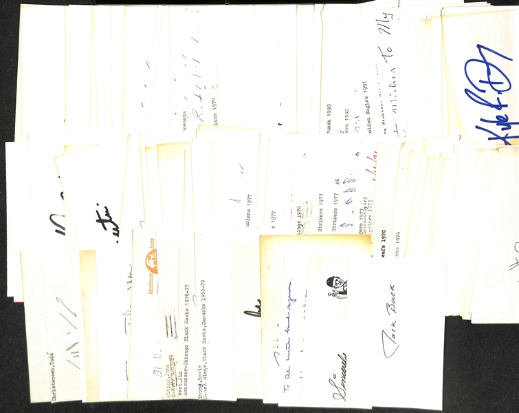 Lot of (225+) Signed Various Sports Index/Photo Cards w. Rip Sewell, Hal Schumacher,  Jack Buck, + (JSA Auction Letter)