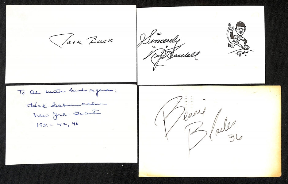 Lot of (225+) Signed Various Sports Index/Photo Cards w. Rip Sewell, Hal Schumacher,  Jack Buck, + (JSA Auction Letter)