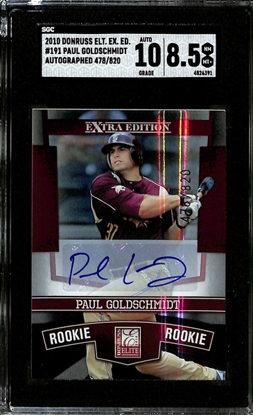 Lot of (2) Graded Baseball Rookie Autographs- 1997 Bowman Roy Halladay (BGS RCR 8), 201 Elite Extra Edition Paul Goldschmidt (SGC 8.5) (#/820)