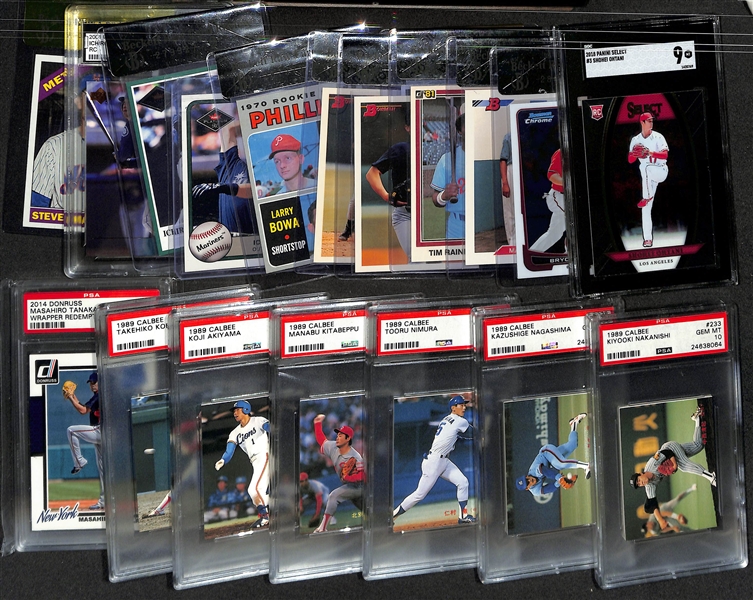 Lot of (19) Graded Baseball Rookie Cards- 2018 Select Shohei Ohtani (SGC 9), 2012 Bowman Chrome Bryce Harper (BGS RCR 9), 1992 Bowman Marino Rivera (BGS RCR 8.5), +