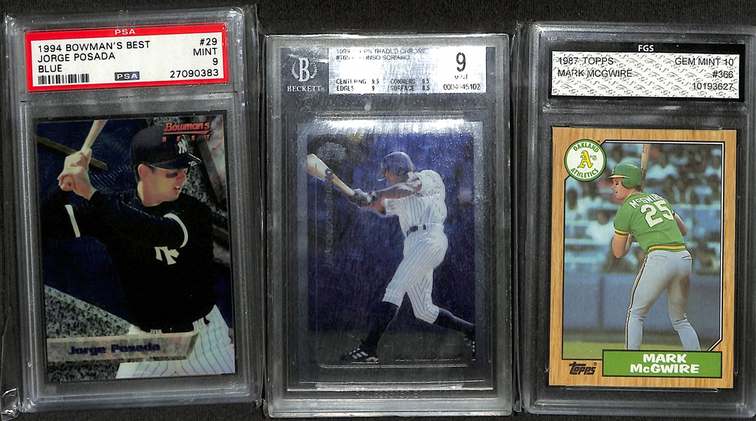 Lot of (12) Graded Baseball Rookie Cards inc. 1974 Topps Dave Parker (BGS RCR 8), 1986 Huntsville Stars Mark McGwire (PSA 9), 1983 Topps Ryne Sandberg (BGS 8), +