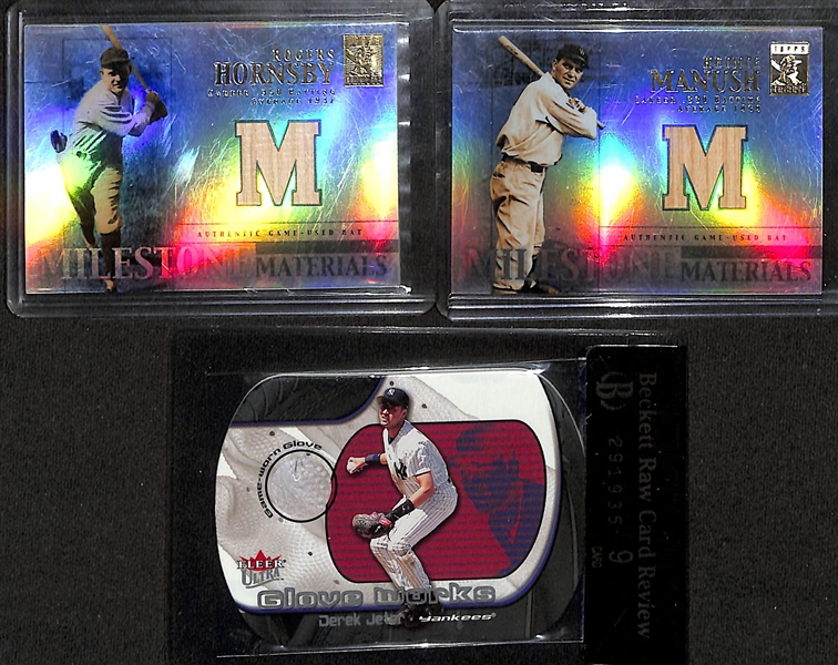 Lot of (11) Baseball Jersey Patch Cards inc. 2018 National Treasures Mel Ott (#/99), 2002 Donruss Original Jackie Robinson (BGS RCR 8) (#/25), 2003 Donruss Champions Roberto Clemente (BGS RCR 7.5)...