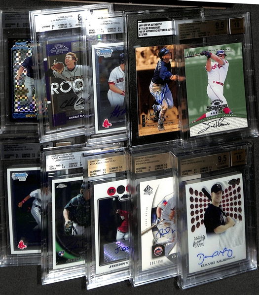 Lot of (10) Graded Baseball Autographs inc. 1997 Signature Series Jim Thome (BGS 9.5), 1999 SP Authentic Alez Rodriguez Buyback (BGS 9) (#/408), +