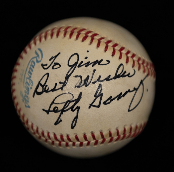 Lefty Gomez Single-Signed Rawlings Official American League Baseball - Full JSA Letter of Authenticity