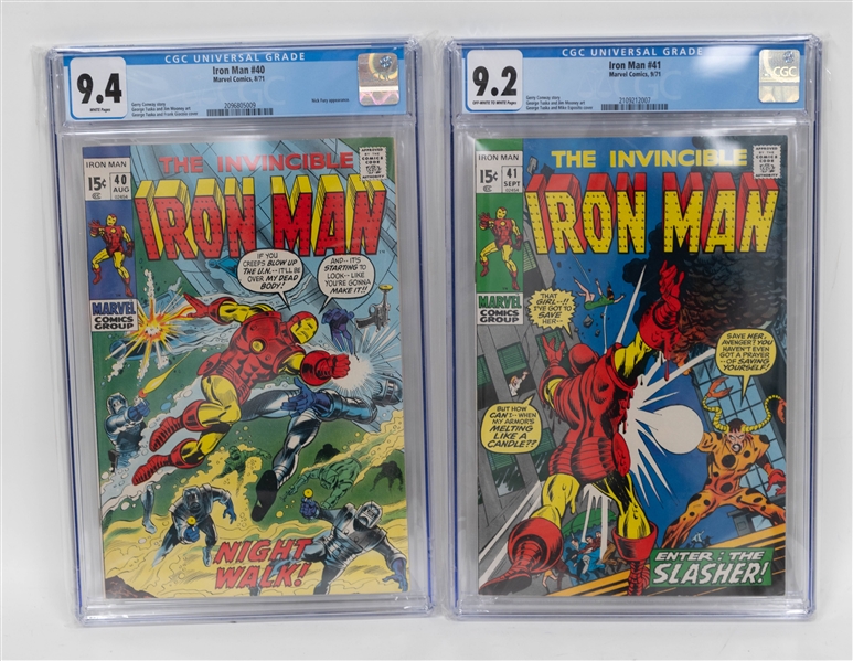 Lot of (2) CGC Graded 1971 Iron Man Comic Books w. Iron Man Issue #40 CGC 9.4 and Iron Man #41 CGC 9.2