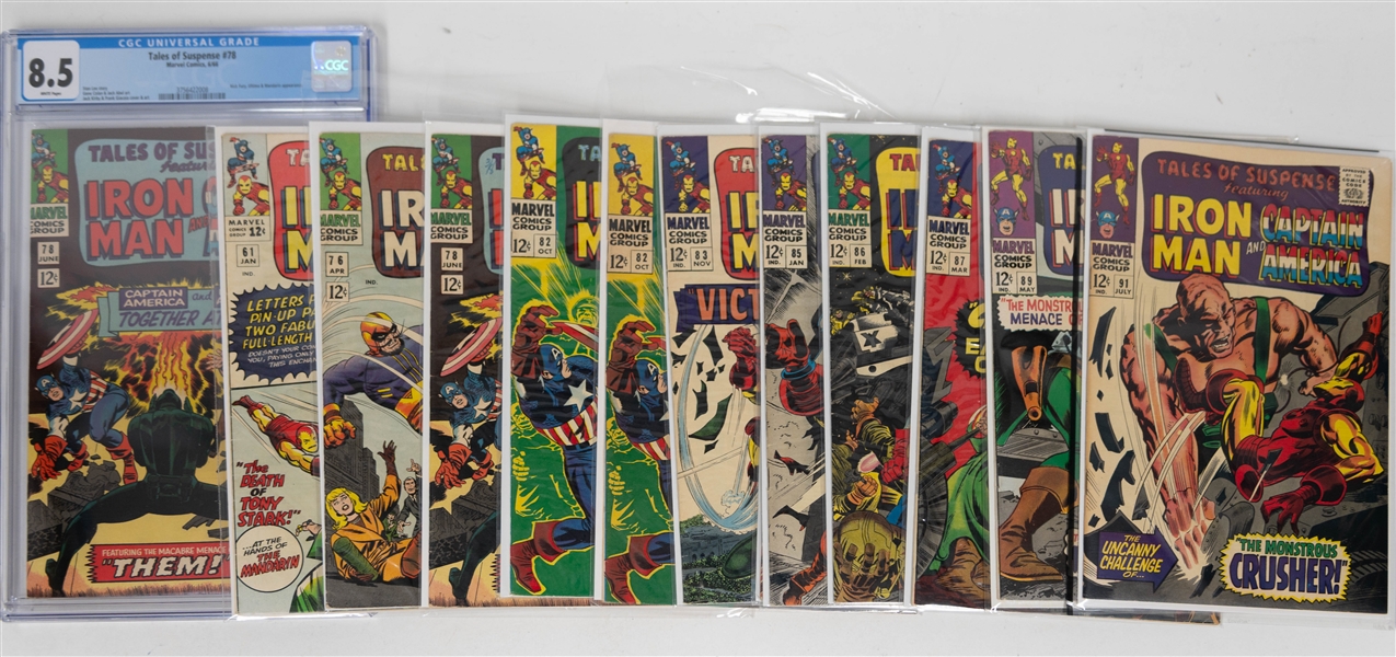 Lot of (13) Marvel Tales of Suspense Iron Man & Captain America Comic Books w. Tales of Suspense #78 CGC 8.5
