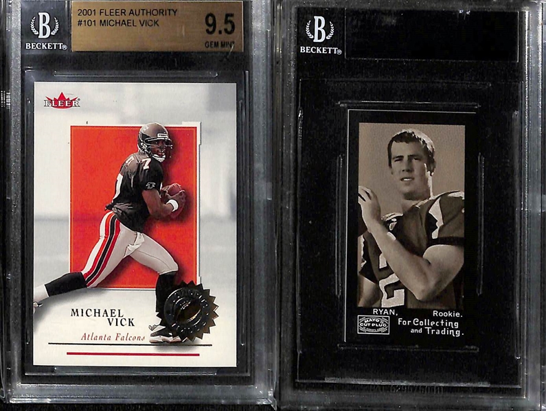 Lot of (12) Slabbed Football Rookie Cards inc. 2021 Pro Set Metal Ja'Marr Chase (#/1), 2021 Pro Set Metal Jaylen Waddle (#/1), 2001 Fleer Authority Michael Vick (BGS 9.5), +