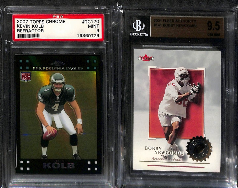 Lot of (12) Slabbed Football Rookie Cards inc. 2021 Pro Set Metal Ja'Marr Chase (#/1), 2021 Pro Set Metal Jaylen Waddle (#/1), 2001 Fleer Authority Michael Vick (BGS 9.5), +