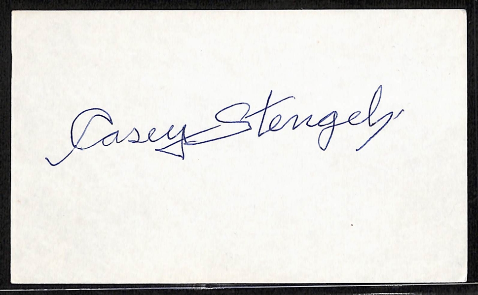 Casey Stengel Signed Index Card - JSA Auction Letter