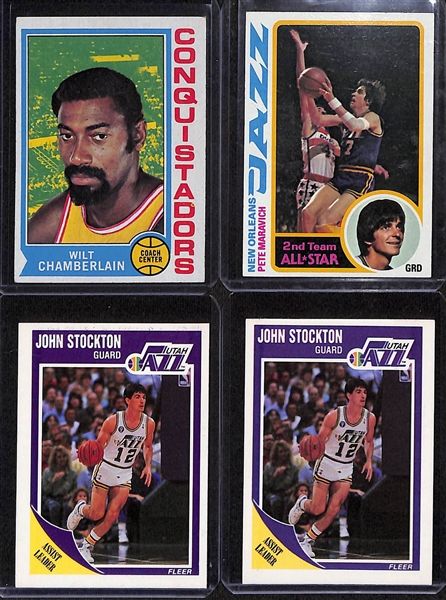 Lot of (30) 1974-2004 Basketball Cards & (25) 1971-2004 Hockey Cards w. 1974 Topps Wilt Chamberlain