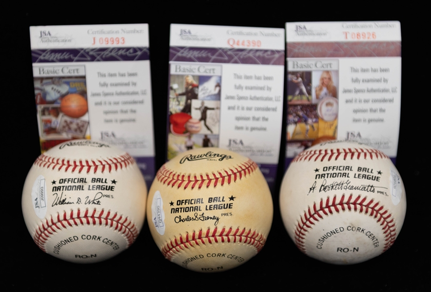 Lot of (3) Hall of Famer Signed Baseballs - Stan Musial, Jocko Conlan, & Ray Dandridge - All JSA COA