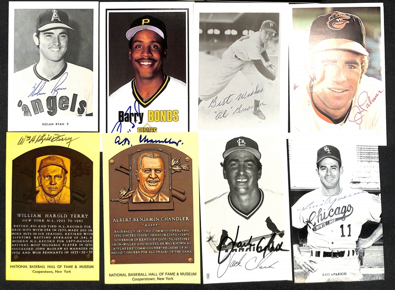(100+) Signed Baseball Photos & Post Cards w. Nolan Ryan, Barry Bonds, Alton Brown, + (JSA Auction Letter)