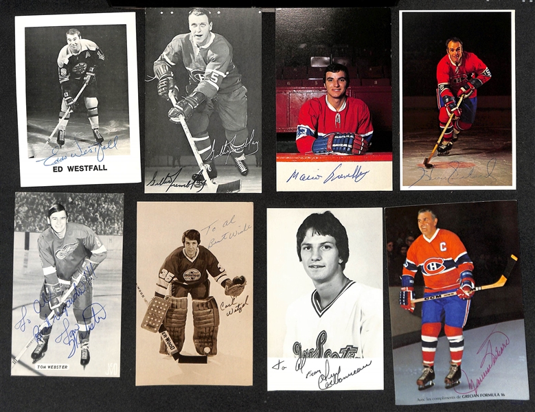 (100+) Signed Hockey Photos & Post Cards w. Mark Messier, Chris Chelios, Bryan Trottier, Jim Wiste, + (JSA Auction Letter)