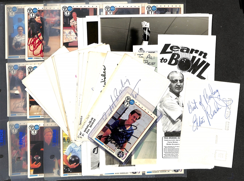 (85+) Signed Bowling Photos & Index Cards w. Pete Weber, Dick Weber, Mal Acosta, Walter Ray Williams, + (JSA Auction Letter)