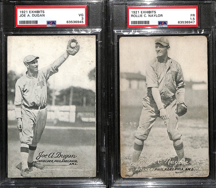 RARE 1921 Exhibits Lot - Joe Dugan (PSA 3, 3-Time WS Champion) & Rollie Naylor (PSA 1.5)