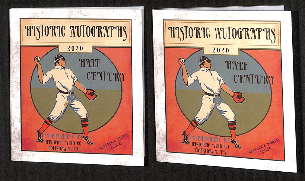 (2) Historic Autographs Booklet Cards w. Vintage Cards & Cut Signatures - Ethan Allen (w. 1936 Diamond Stars Card) & Rollie Hemsley (w. 1941 Play Ball Card) - Beckett BAS Stickers