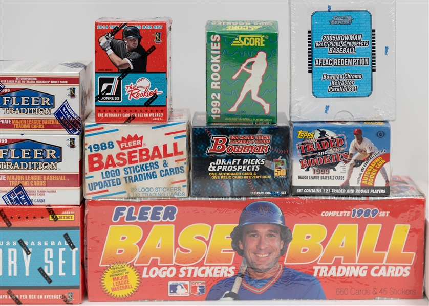 Lot of (15) Sets inc. 2000 Bowman Chrome Baseball, 2005 Bowman Chrome Refractor Redemption Set, 2001 Bowman Hobby, 1999 Topps Traded Hobby, + 