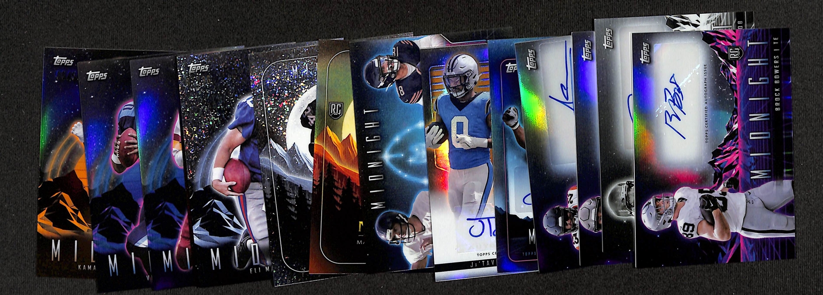 Lot of (14) 2024 Topps Midnight Cards inc. Brock Bowers Rookie Autograph, Donovan McNabb Autograph (#/20), +