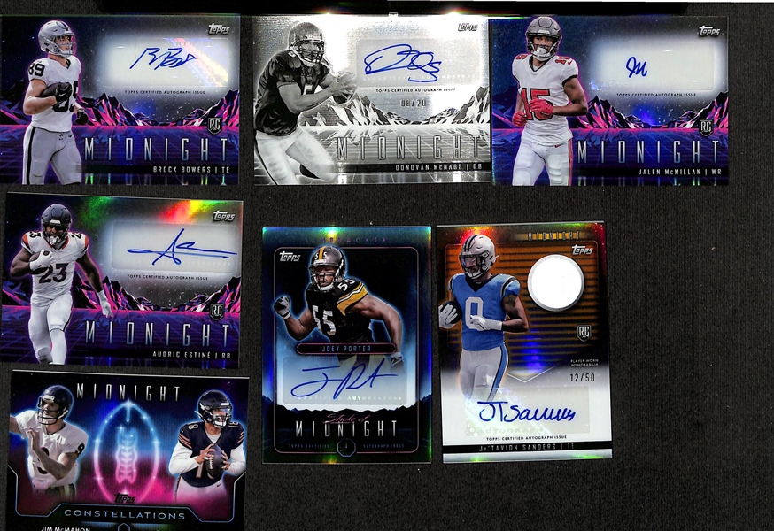Lot of (14) 2024 Topps Midnight Cards inc. Brock Bowers Rookie Autograph, Donovan McNabb Autograph (#/20), +