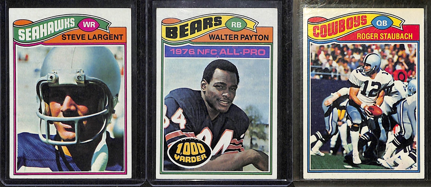 1977 Topps Football Near Complete Set - 524 of the 528 Cards - w. Steve Largent Rookie & Walter Payton (2nd year)