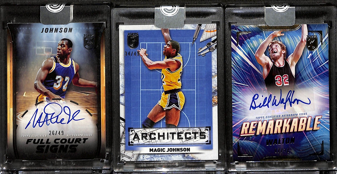 Lot of (3) 2024 Topps 3 Basketball Cards w. Hall of Famers (2) Magic Johnson & Bill Walton
