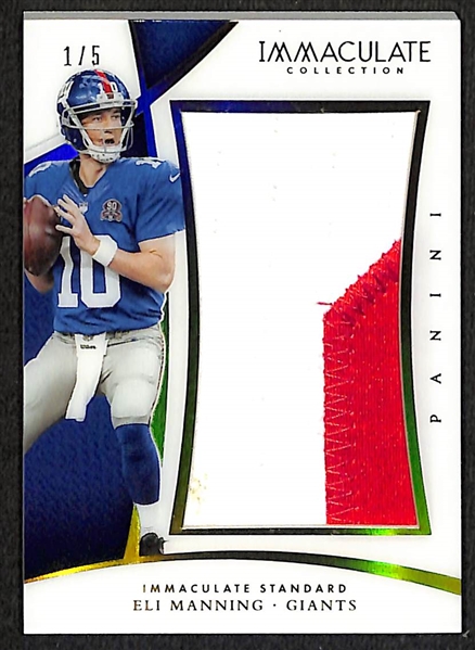 2015 National Treasure Eli Manning Signatures #4/15 & 2015 Immaculate Collection Eli Manning Patch #1/5