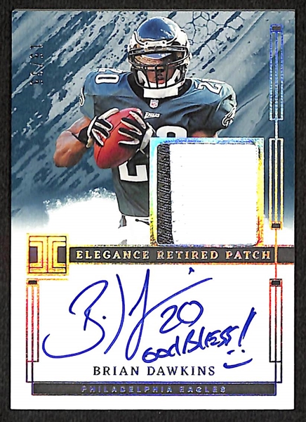 2024 Impeccable Brian Dawkins Patch Auto #/35 & 2024 Impeccable Lane Johnson Auto #/49