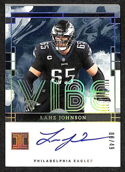 2024 Impeccable Brian Dawkins Patch Auto #/35 & 2024 Impeccable Lane Johnson Auto #/49