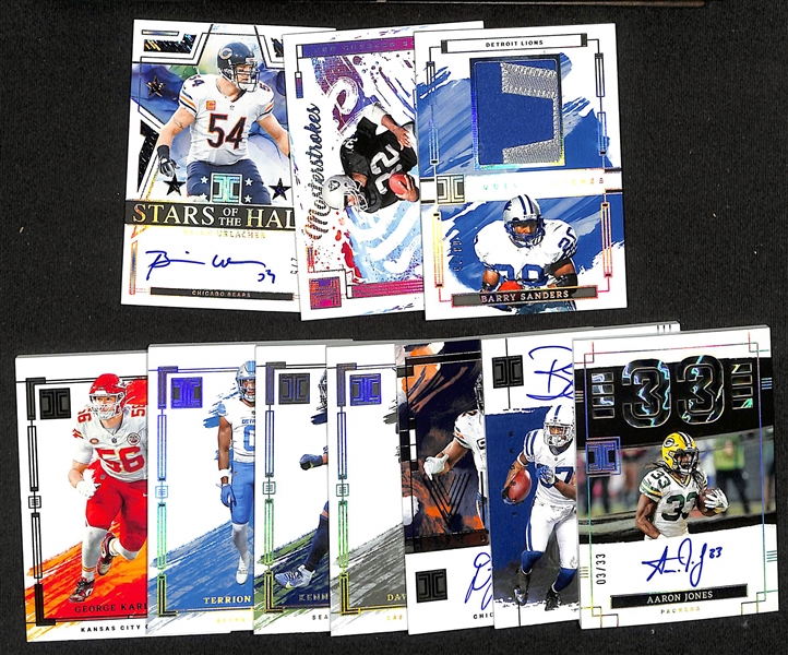Lot of (10) 2024 Impeccable Football Cards w. HOFer Barry Sanders, Marcus Allen, Brian Urlacher