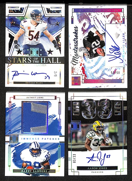 Lot of (10) 2024 Impeccable Football Cards w. HOFer Barry Sanders, Marcus Allen, Brian Urlacher