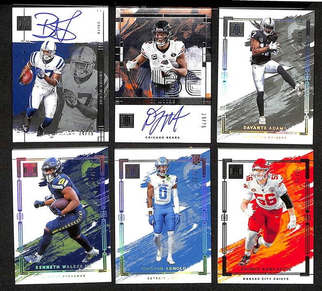 Lot of (10) 2024 Impeccable Football Cards w. HOFer Barry Sanders, Marcus Allen, Brian Urlacher