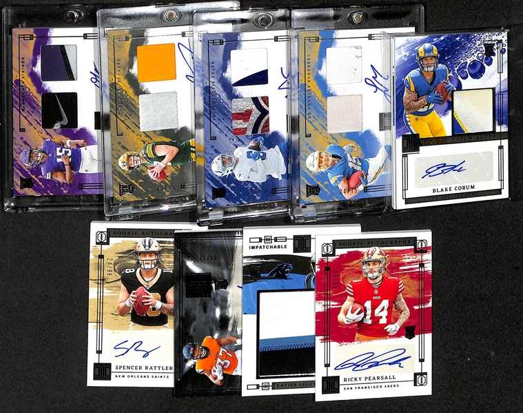 Lot of (10) 2024 Impeccable Football Rookie Cards w. Ladd McConkey, Malik Nabers, Ricky Pearsall
