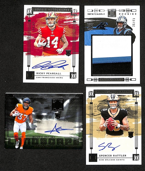 Lot of (10) 2024 Impeccable Football Rookie Cards w. Ladd McConkey, Malik Nabers, Ricky Pearsall