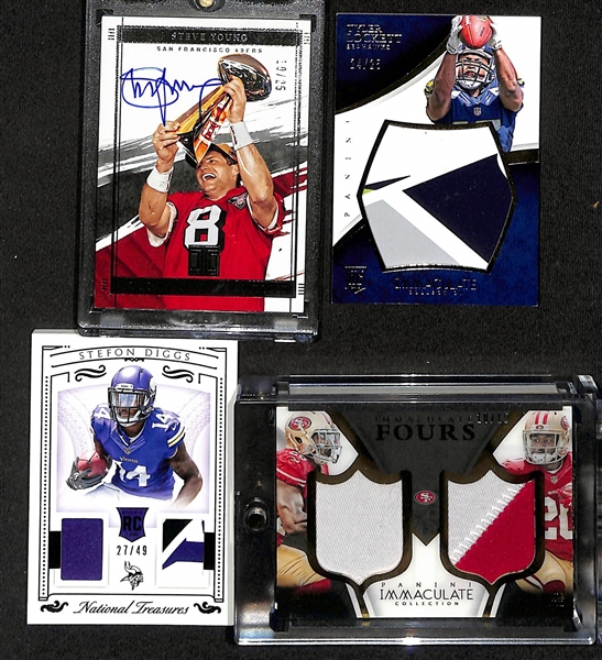 Lot of (8) Football Cards w. HOFer Steve Young Auto #/25 