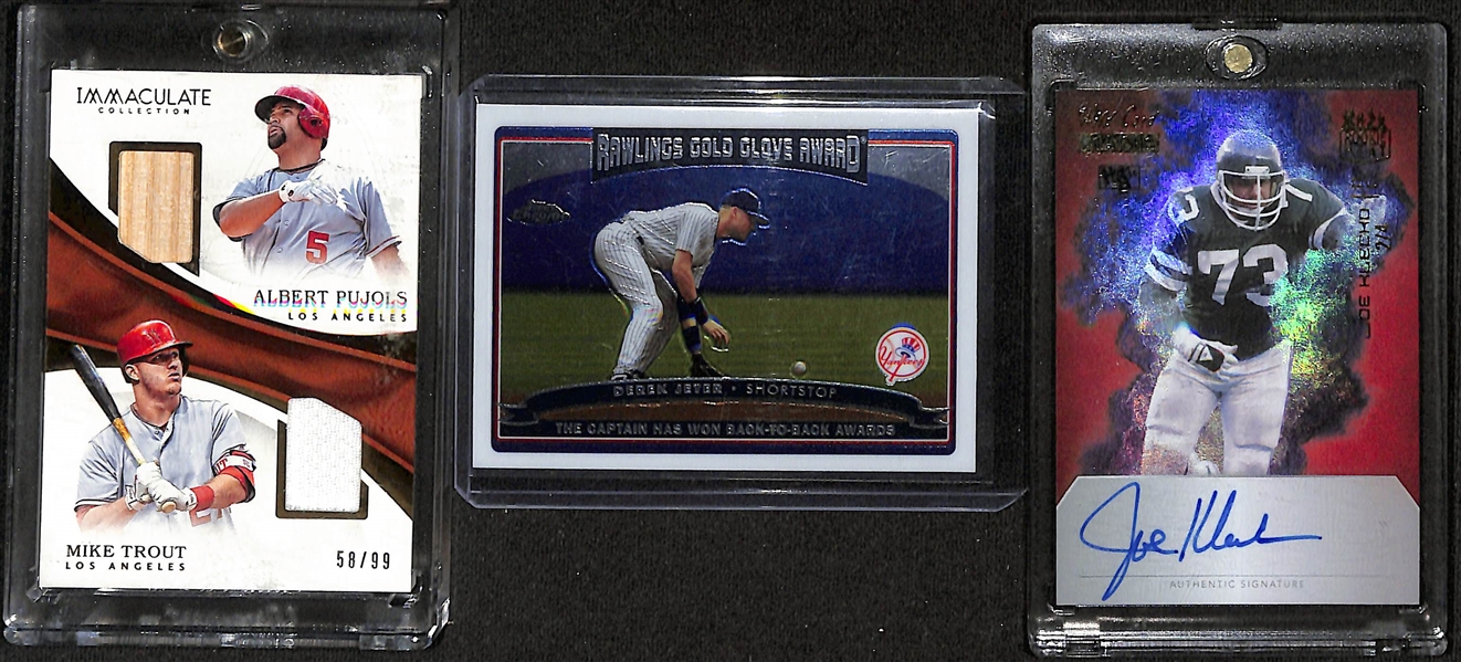 Lot of (40+) Sports Cards w. Trout/Pujols Dual Relic & Rookies of Daniels/Harper/Trout/Jeter, +