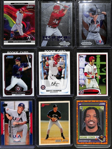 Lot of (40+) Sports Cards w. Trout/Pujols Dual Relic & Rookies of Daniels/Harper/Trout/Jeter, +