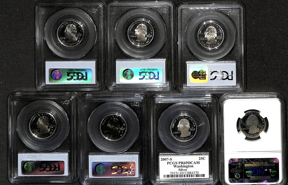 Lot of (7) Graded Silver State Quarters from 2003-2010