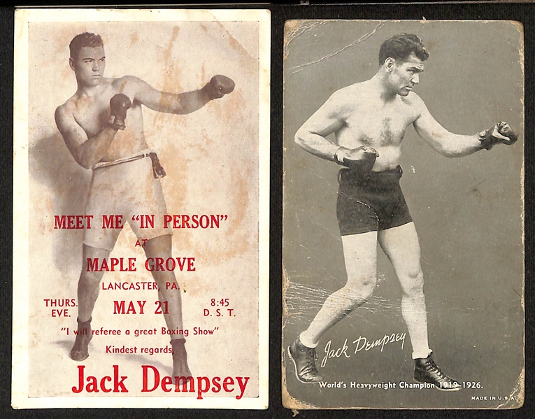 Lot of (6) 1940s Sports Exhibit Cards w. Jack Dempsey