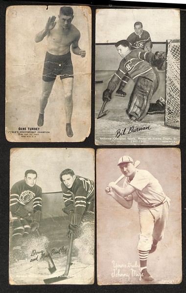 Lot of (6) 1940s Sports Exhibit Cards w. Jack Dempsey