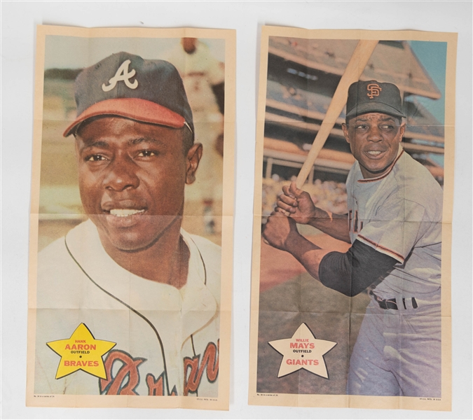 Vintage Baseball Pin & Topps Poster Lot - Ted Williams & Babe Ruth Pins, & (16) Topps Poster Inserts from 1967-1970 w. 1968 Willie Mays