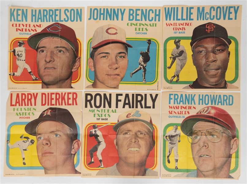 Vintage Baseball Pin & Topps Poster Lot - Ted Williams & Babe Ruth Pins, & (16) Topps Poster Inserts from 1967-1970 w. 1968 Willie Mays