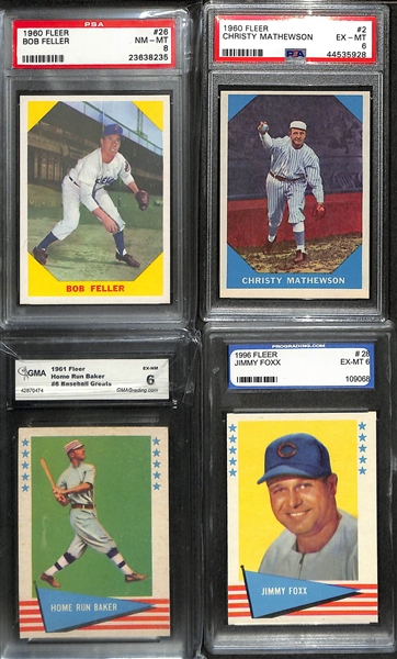 Lot of (5) 1960 Fleer Baseball Graded Cards & (2) 1961 Fleer Baseball Graded Cards w. 1960 Fleer Cy Young PSA 8