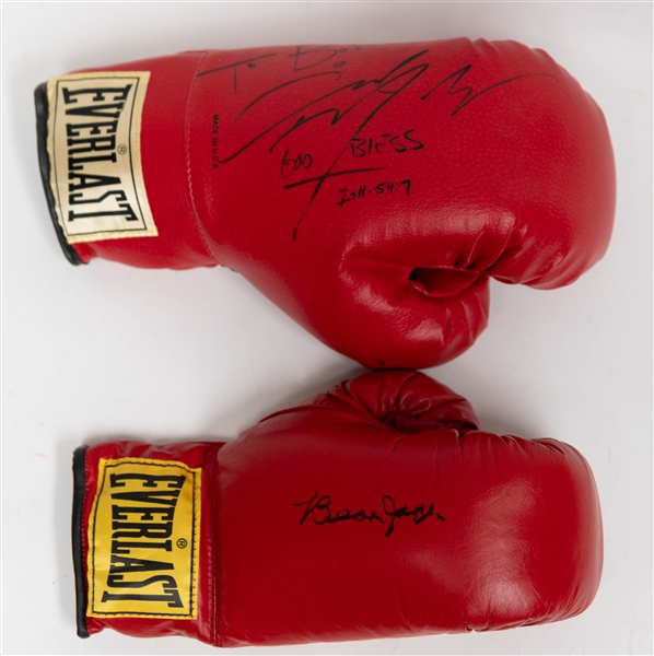 Beau Jack (1940s Boxing Champion) and Angel Manfredy Signed Boxing Gloves (JSA Auction Letter)