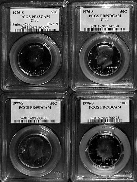 Lot of (6) Graded Dollar Coins from 2000-2008, (4) Graded Half Dollars from 1976-1978, & (11) Quarters from 1974-2001 w. 1974-S PCGS PR69 DCAM
