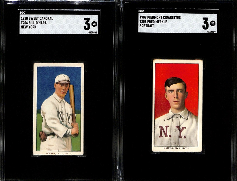 (4) 1909-10 T206 New York Giants Tobacco Cards - Fred Tenney (SGC 4.5), Moose McCormick (SGC 3), Bill O'Hara (New York, SGC 3), Fred Merkle (Portrait, SGC 3) 