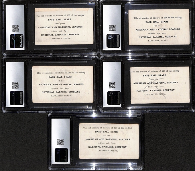 (5) 1921-23 E220 National Caramel Graded Cards w. Coveleski (CGC 1.5), Sherrod Smith (CGC 1.5), Pete Kilduff (CGC 3), Bill Doak (CGC 1.5), Bill Cunningham (CGC 1.5)