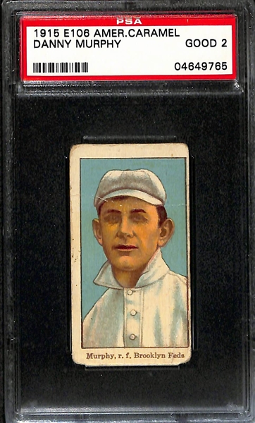 Lot of (2) Rare 1915 American Caramel E106 Cards - Hal Chase (BVG 1 w. Writing) & Danny Murphy (PSA 2)